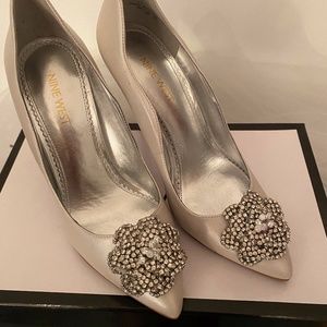 Nine West Silver Metallic Leather Heels